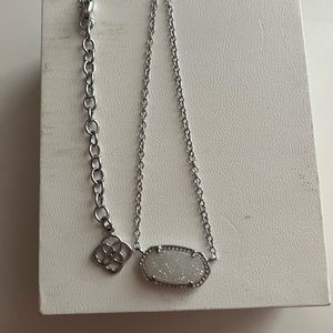 Kendra Scott Silver Elisa Pendant in Iridescent Drusy
